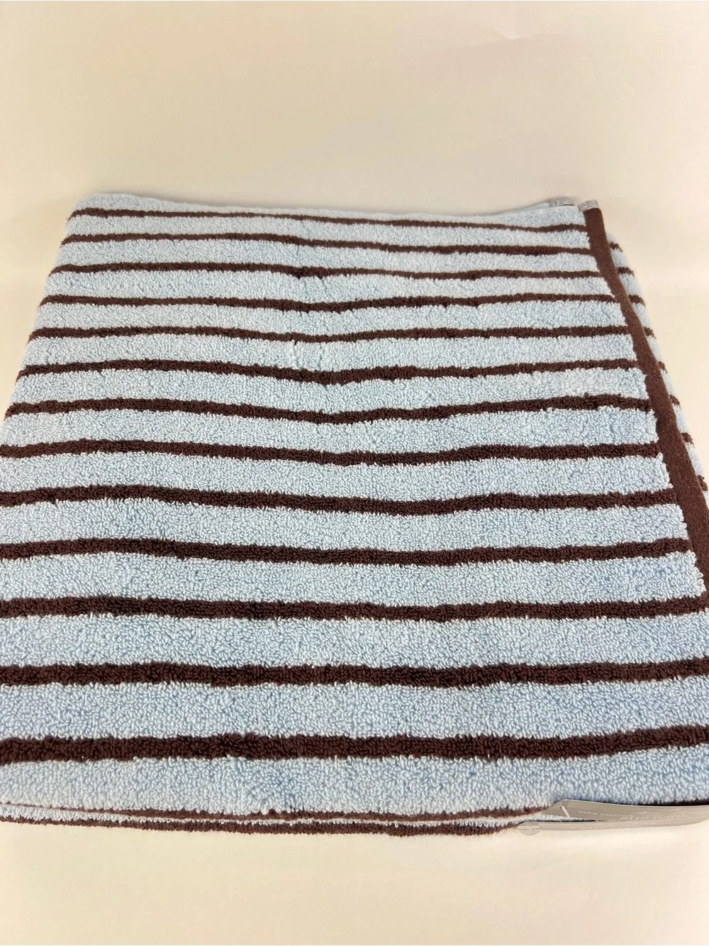 Brooks Brothers Bath Towel Set Blue Brown Stripe Soft Zero Twist Cotton 2 Pc NEW